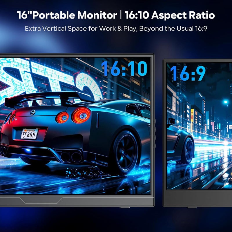 Dopesplay 16" Portable Monitor 1200P FHD 100% sRGB 120Hz Portable Display with Adjustable Stand, USB-C & HDMI External Gaming Monitor & Travel Screen for Laptop Mac PC Phone Xbox PS5 Switch - Image 4